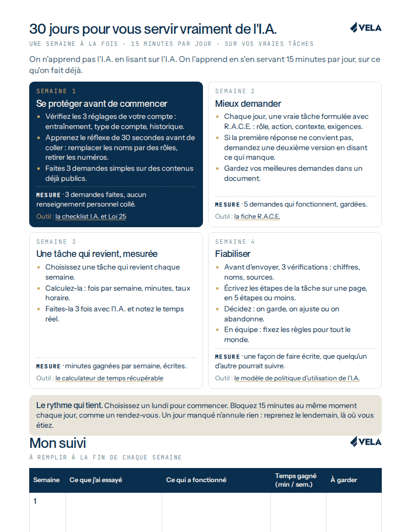 Plan de 30 jours pour démarrer avec l’I.A.